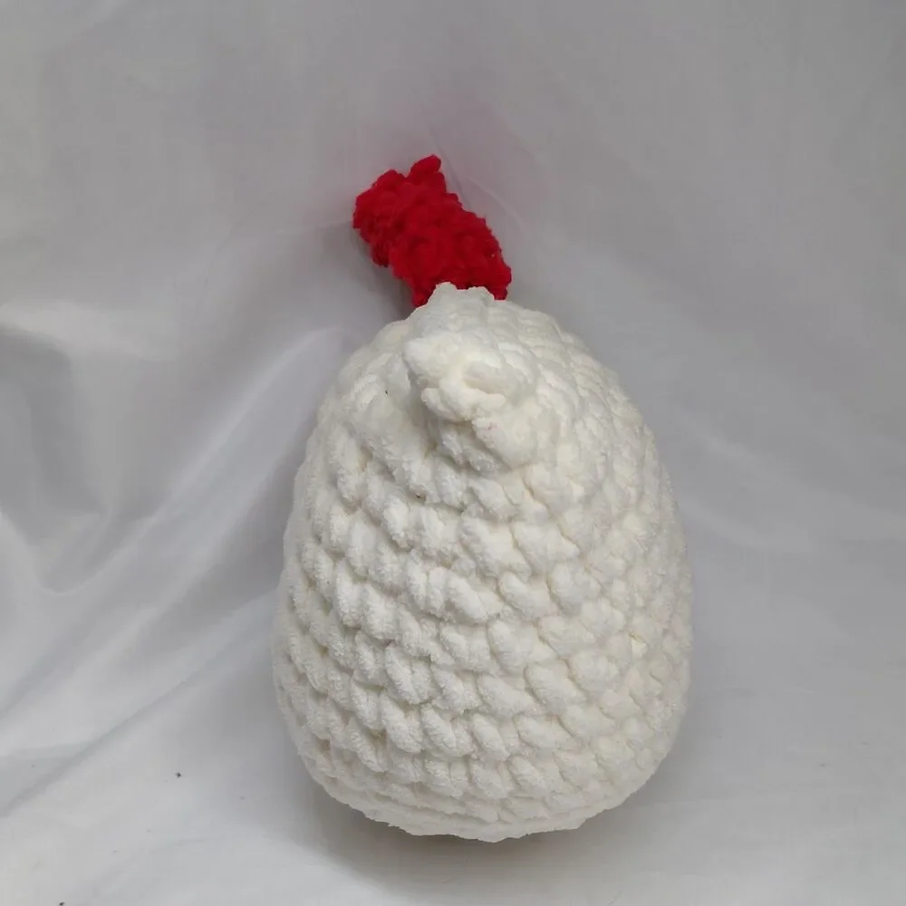 Handmade Crochet Chunky Yarn Chicken Plush Stuffed Animal Hen Farmhouse Decor